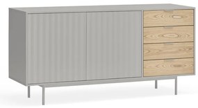 Comodă gri/în culoare naturală joasă cu aspect de lemn de stejar 159x80 cm Sierra – Teulat