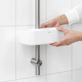 Organizator de duș Brabantia ReNew 1004187, 7.5x13.3x24.4 cm, Fund cu găuri de apă, Rezistent la coroziune, Alb