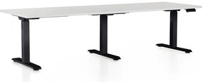 Masa inaltime reglabila OfficeTech Long, 240 x 80 cm, bază neagră, gri deschis