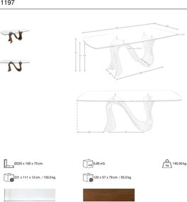 Masa dining design LUX Walnut 220x100cm