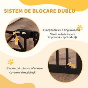 PawHut Barieră pentru câini cu 4 șuruburi reglabile și bandă adezivă, din metal și plastic, 74-100x76 cm, negru | Aosom Romania