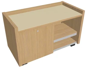 Comodă mobilă Verno 100 x 50 cm cu sticlă, stânga, stejar deschis / vanilie