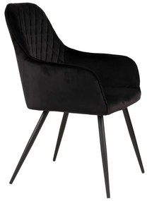 Set de scaune de sufragerie negru cu cotiere 2 buc. tapițat Harbo – House Nordic