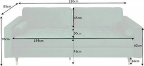 Canapea impozanta Cozy 220cm, catifea verde smarald