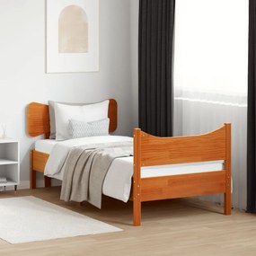 vidaXL Cadru pat fără saltea, maro ceruit, 90x190 cm, lemn masiv pin
