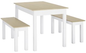 HOMCOM Set de masă 3 piese cu 2 bănci pliante pentru 4-6 persoane de stil contemporan din particule de lemn | Aosom Romania