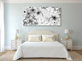Tablou bijuterii florale de lux în design alb-negru