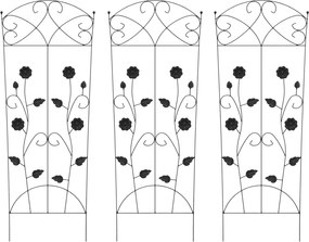 vidaXL Gard de Grădină 3 pcs Negru 110,5 x 42,5 cm Oțel