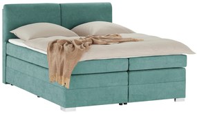 Pat Boxspring Charlotte, cu ladă de depozitare, saltea și topper incluse, Menta-Enjoy / 160x200