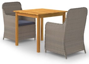 vidaXL Set mobilier de grădină, 3 piese, maro
