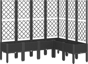 vidaXL Jardinieră de grădină cu spalier, negru, 160x120x142 cm, PP