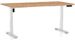 Masă înălțime reglabilă OfficeTech B, 160 x 80 cm, picioare albe, stejar kraft