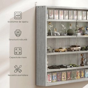 HOMCOM Dulap Tip Vitrină de Expoziție cu Rafturi Reglabile, Montată pe Perete, Negru | Aosom Romania