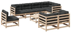 3299512 vidaXL Set canapea de grădină cu perne, 9 piese, lemn masiv de pin