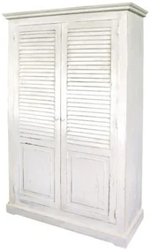 Dulap alb, din lemn masiv de pin, aspect french vintage, Persienne