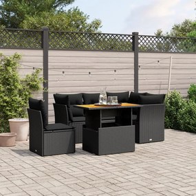 3270831 vidaXL Set mobilier de grădină cu perne, 5 piese, negru, poliratan