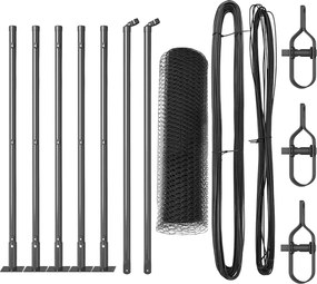vidaXL Stâlp de gard. Gri 10 x 0,4 m (plasă de 13 mm) Oțel și PVC