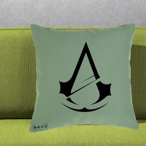 Perna Personalizata Assassin's Creed Minimalist, 40x40 cm, Verde, Husa Detasabila, Perna Inclusa, BEKZ®