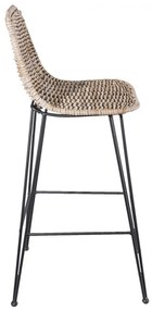 Scaun bar din rachită și metal, 40x40x93 cm, stil Country Chic