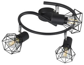 Spotlight Art Deco negru reglabil cu 3 lumini - Mosh