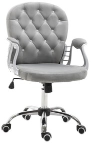 Vinsetto Scaun de birou, Scaun de birou ergonomic cu braț, Spătar capitonat, Înălțime reglabilă, Scaun de calculator cu catifea, Foaier pentru biroul de acasă, Gri | Aosom Romania