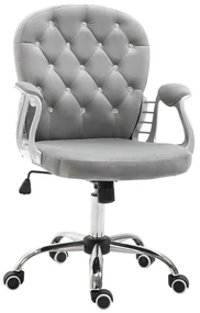 Vinsetto Scaun de birou, Scaun de birou ergonomic cu braț, Spătar capitonat, Înălțime reglabilă, Scaun de calculator cu catifea, Foaier pentru biroul de acasă, Gri | Aosom Romania