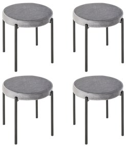 HOMCOM Set 4 Scaune pliante de masă cu șezut moale, aspect catifelat, scaun de bucătărie din catifea pentru bucătărie sufragerie din metal Gri 41,5 x 41,5 x 46 cm | Aosom Romania