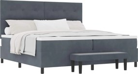 vidaXL Pat cu arcuri cu saltea Gri închis 200 x 200 cm Catifea