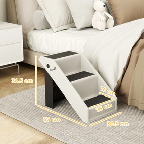 PawHut Scară pentru Câini și Pisici cu 3 Trepte Antiderapante, Design Pliabil cu Capacitate de 10 kg, Crem | Aosom Romania