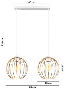 Lustră pe cablu MATT 2xE27/60W/230V albă/cupru