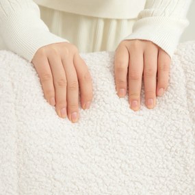 HOMCOM Balansoar, Fotoliu din Catifea Teddy, Scaun Relax cu Picioare din Lemn, Balansoar pentru Dormitor și Living, Alb Crem | Aosom Romania