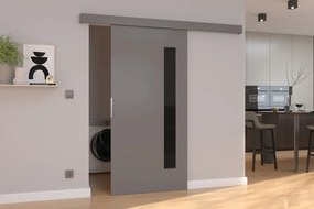 Ușă glisantă GELA (Latime: 106 cm, Culoare: Alb /Negru Lacobel)