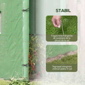 Outsunny Sera Inclinata Portabila 200x80x200cm cu 2 Usi Rulante Fereastra Plasa Verde | Aosom Romania