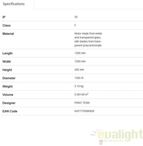 Ventilator cu telecomanda ETERFAN MINI alb mat 32025