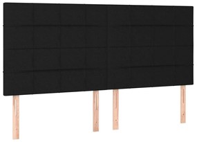 Cadru de pat cu tablie, negru, 160x200 cm, textil Negru, 160 x 200 cm, Cu blocuri patrate