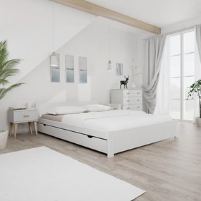 Pat dublu Culoare alb, IKAROS 160 x 200 cm Saltele: Fara saltea, Somiera pat: Cu lamele drepte