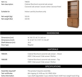 Dulap cu Rafturi Design LUX, Lemn, Rattan, Borchard