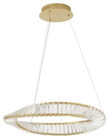 Lustra LED suspendata , dimabila, cristal design elegant AURELIA auriu 60cm