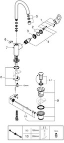 GROHE 23763000 - Baterie pentru lavoar BAULOOP, mărime L, crom lucios