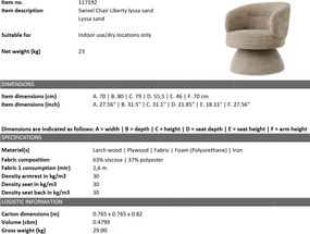 Scaun pivotant design elegant LUX Liberty, Lyssa sand