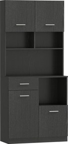 HOMCOM Dulap de bucătărie, bufet cu sertar, uși Soft-Close, 80 x 35 x 180 cm, Negru | Aosom Romania