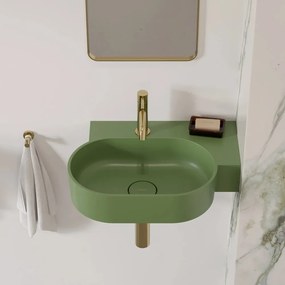 Lavoar suspendat Omnires Ovo M+ finisaj verde mat 55.5 cm dreapta