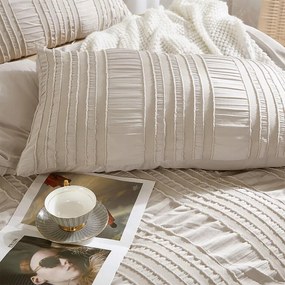 Lenjerie de pat din microfibră creponată NELLA smântână