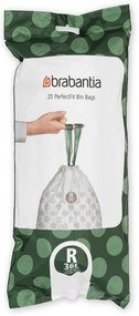Saci de gunoi Brabantia PerfectFit Bo 1005588, Dimensiune R, 36 L, 20 buc, Alb