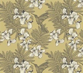 Tapet Hummingbird, Mustard Yellow Luxury Bird, 1838 Wallcoverings, 5.3mp / rola