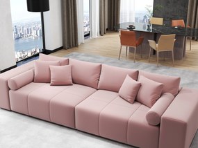 Canapea extensibilă dumonde cu ladă de depozitare si sezut confortabil din spuma high-density, Marbela Royal Roz XXL 295x100 cm