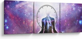 Tablou - Conexiune cu univers (cu ceas) (90x30 cm)