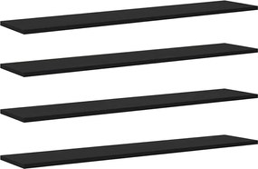 vidaXL Raft pentru cărți 4 pcs Negru 100 x 20 x 1,5 cm Lemn compozit