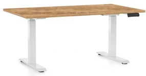 Masă înălțime reglabilă OfficeTech C, 140 x 80 cm, picioare albe, stejar auriu