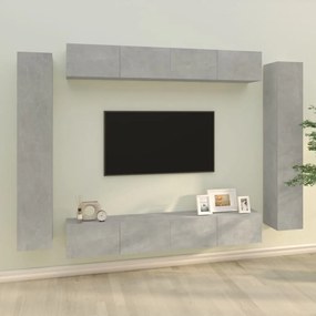 3114297 vidaXL Set dulap TV, 8 piese, gri beton, lemn prelucrat